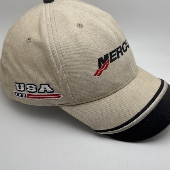 Mercury Marine DockStore Hat Cap Tan/Black Adjustable Strapback GR15 - Picture 2 of 5